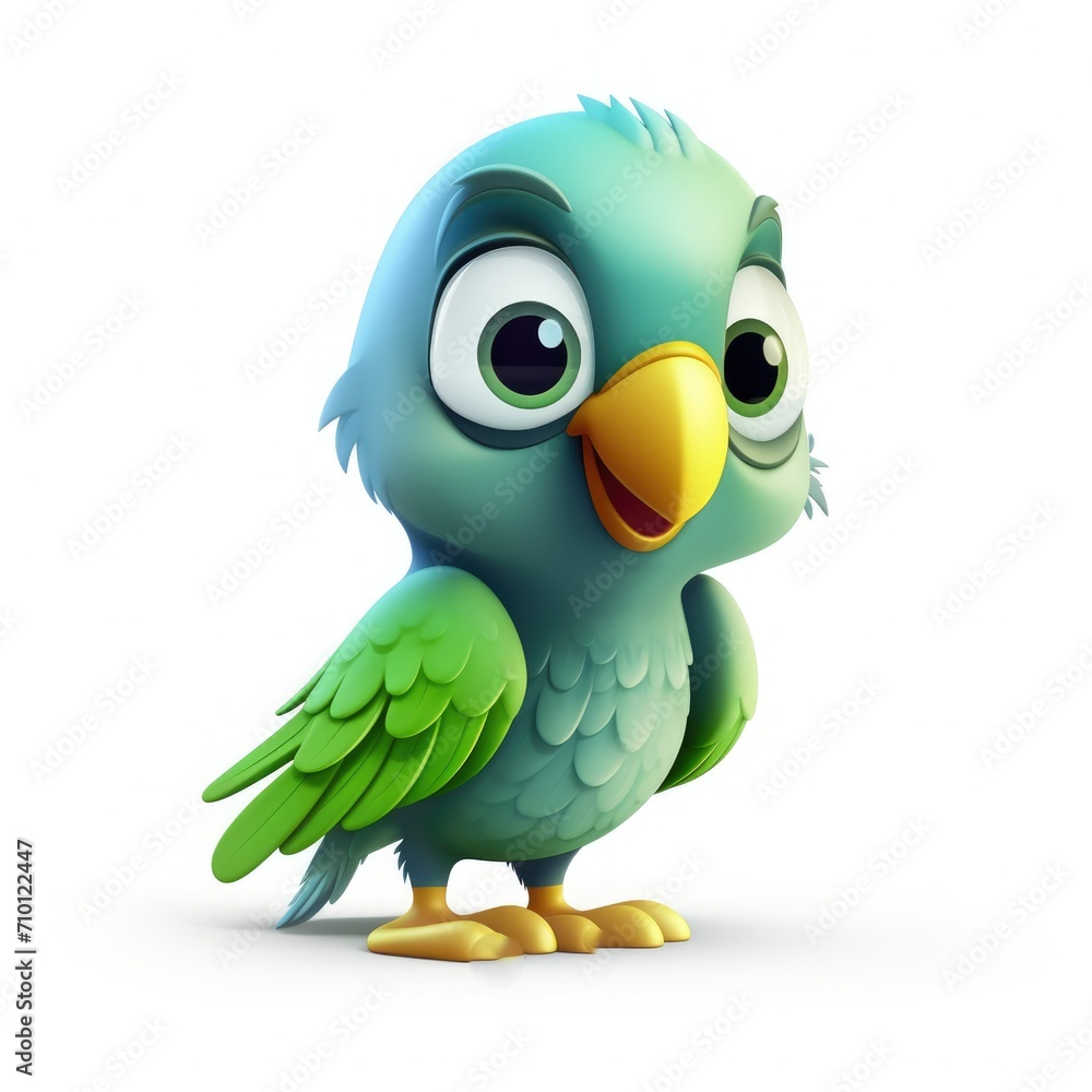 parrot 3d cute character modern illustration on white background parrot 3d cute character modern illustration on white background