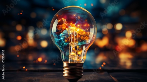 Innovation and creativity. Visualize a lightbulb. AI generate illustration