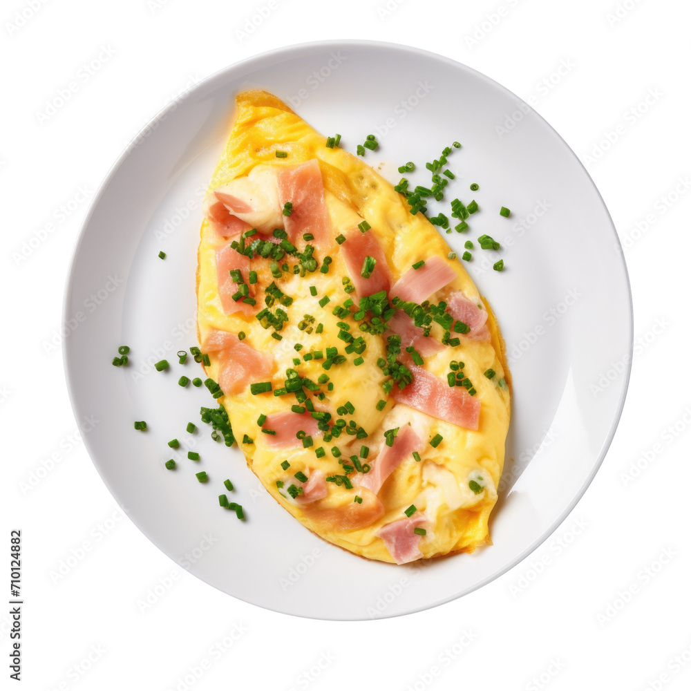 Ham and Cheese Omelette Isolated on a Transparent Background Ham and Cheese Omelette Isolated on a Transparent Background