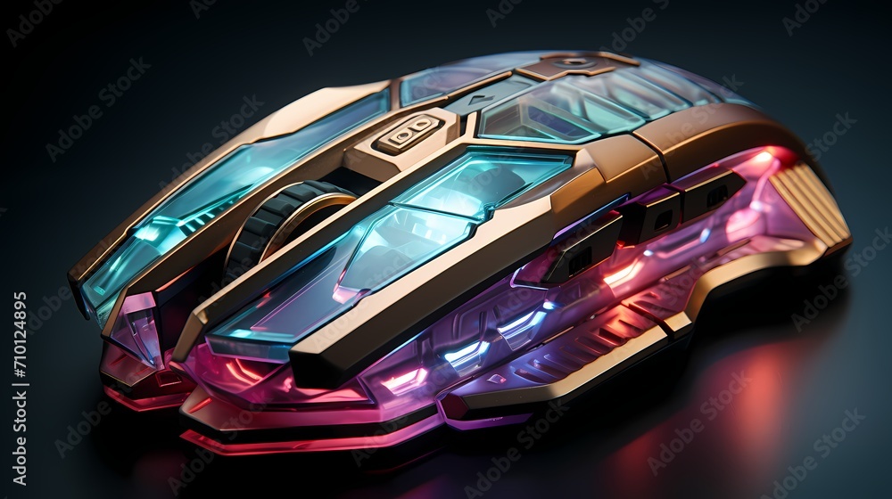 A top-down view of a mouse with customizable LED lighting, allowing users to personalize the mouse's appearance