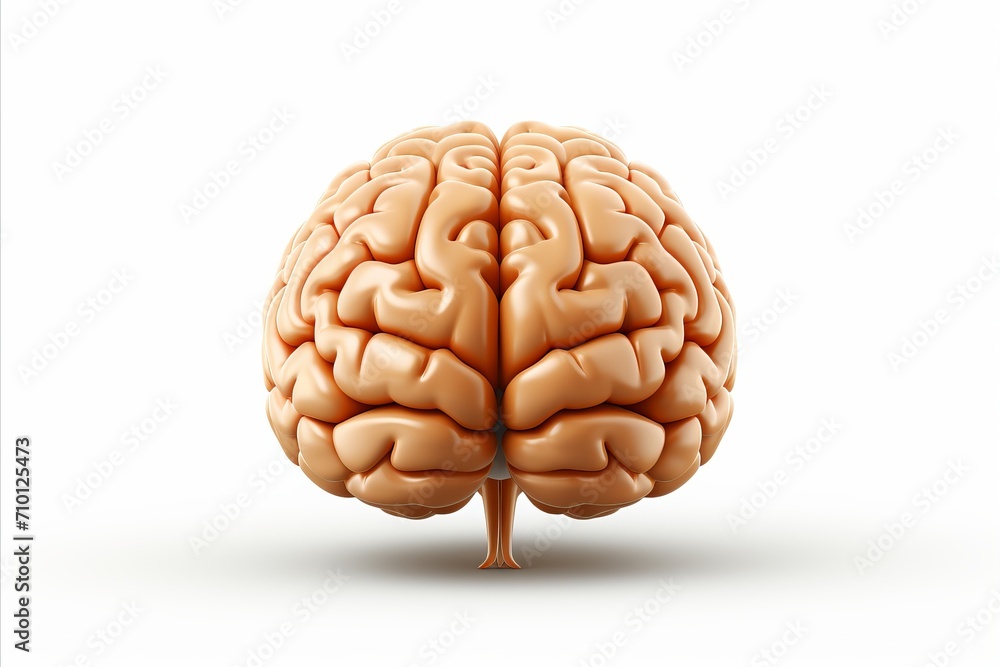 Realistic human brain isolated on white background for medical and scientific concepts Realistic human brain isolated on white background for medical and scientific concepts