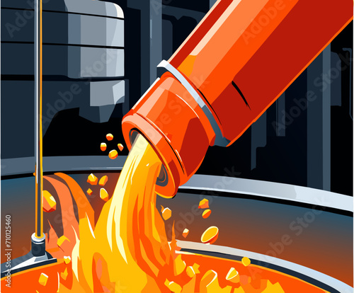 A hydraulic press crushing metal. vektor icon illustation