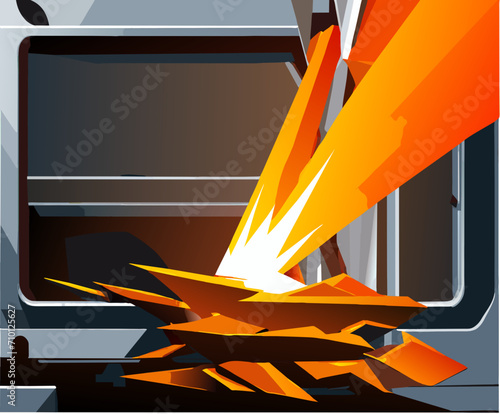 A metal panel being crushed. vektor icon illustation