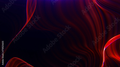Abstract digital wave of particles. abstract technology particles lines mesh background.  digital effect with red color particles waves.