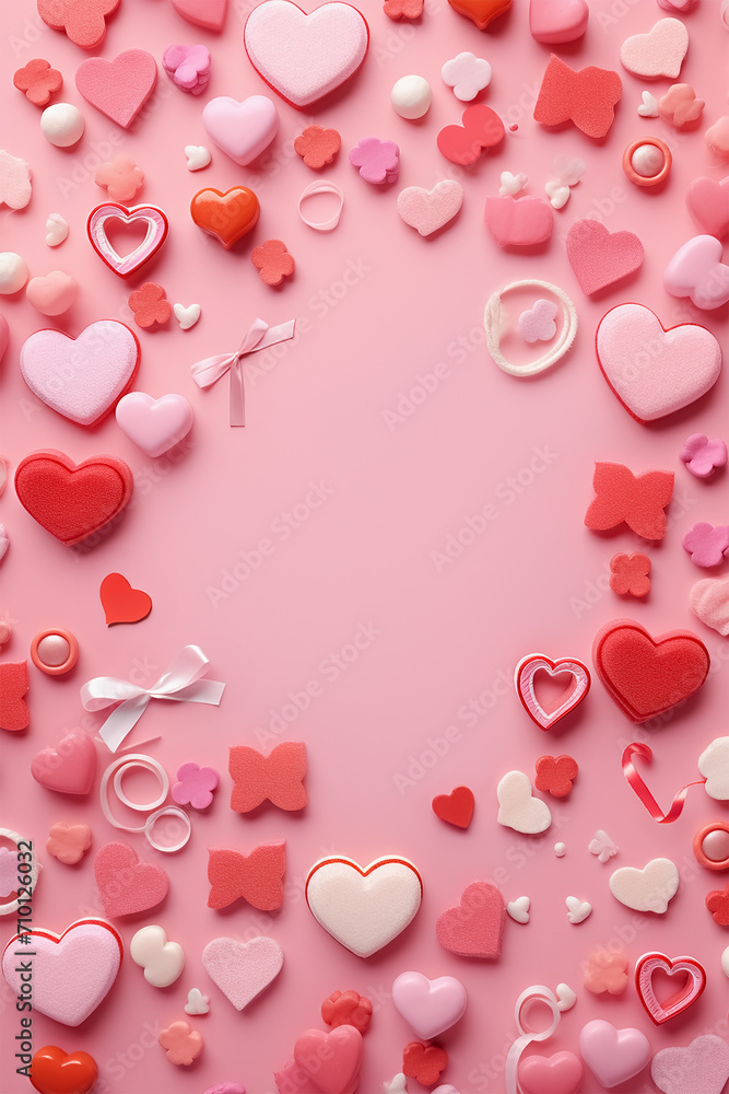 many hearts pink background