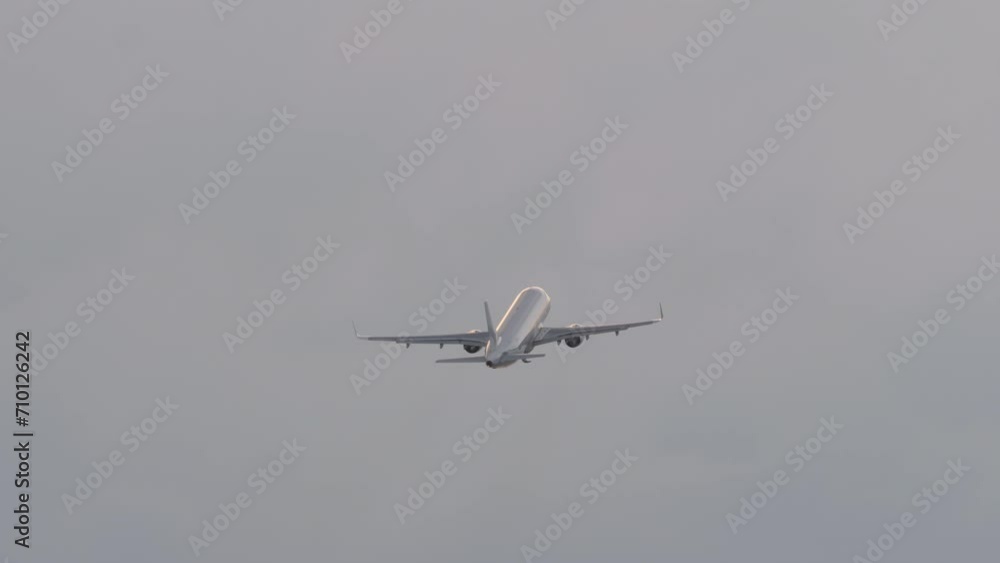Passenger plane takeoff on the runway at sunset. Tourism and travel concept. Aircraft departure Passenger plane takeoff on the runway at sunset. Tourism and travel concept. Aircraft departure