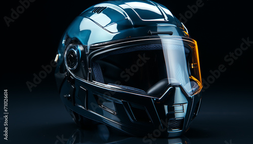 Motorcycle racing helmet, speed, safety, adventure, competition, transportation generated by AI © Jemastock