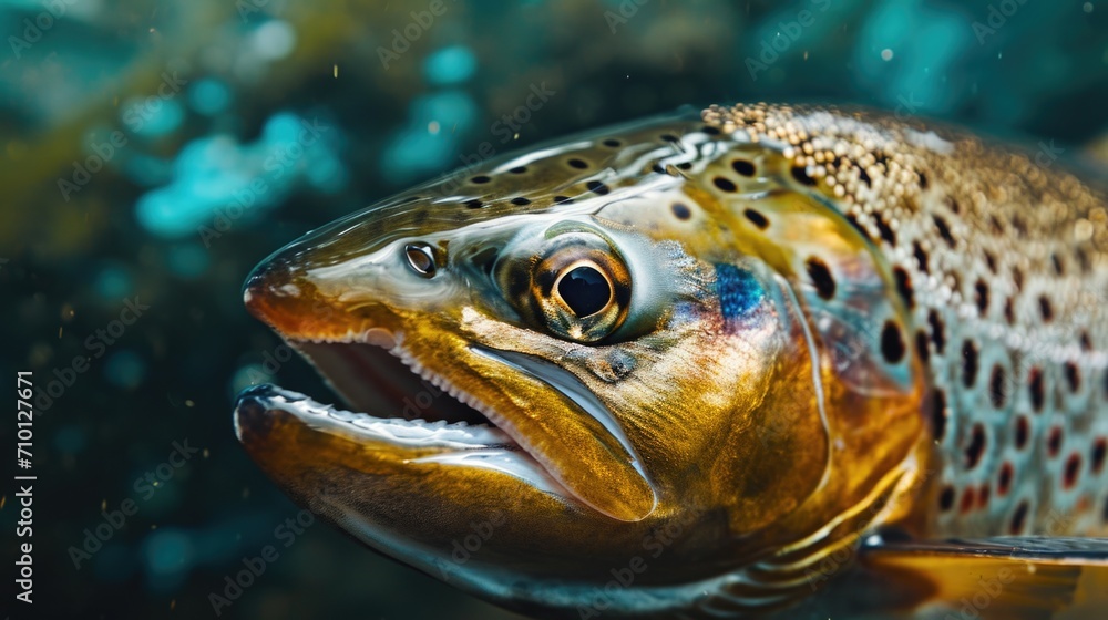 A detailed view of a fish with its mouth wide open. This image can be used to depict the feeding behavior of fish or to showcase the intricate details of aquatic life A detailed view of a fish with its mouth wide open. This image can be used to depict the feeding behavior of fish or to showcase the intricate details of aquatic life
