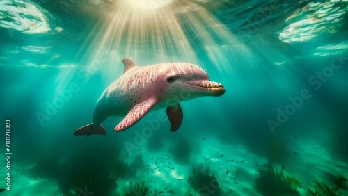 Dolphin’s serene journey under sunlit waters