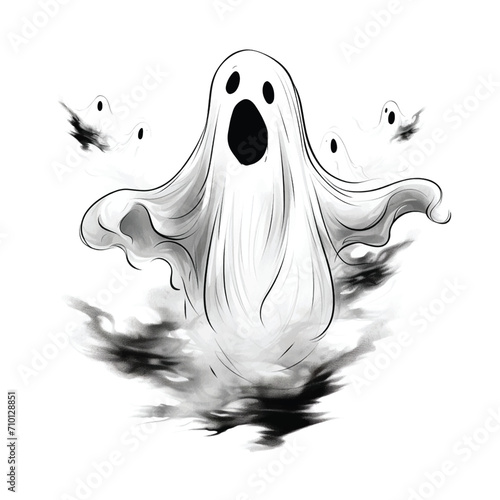 Hand-Drawn Halloween Ghost Floating in the Air photo