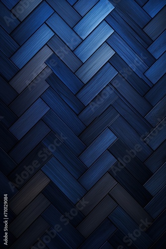 Cobalt oak wooden floor background. Herringbone pattern parquet backdrop