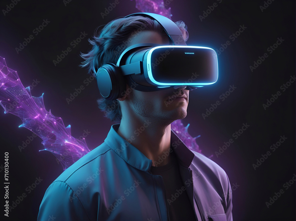 man wearing a pair of vr virtual headset in the metaverse man wearing a pair of vr virtual headset in the metaverse