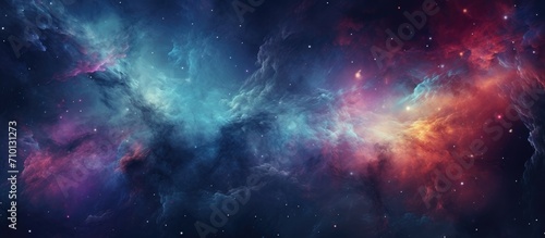 Astounding depiction of a colorful nebula in space, ideal for space-related projects. © TheWaterMeloonProjec