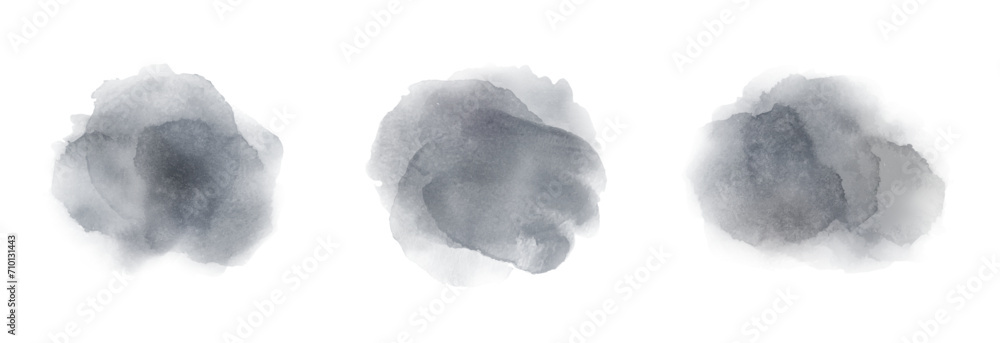 Ink or watercolor stains in neutral grey tones - obrazy, fototapety, plakaty 