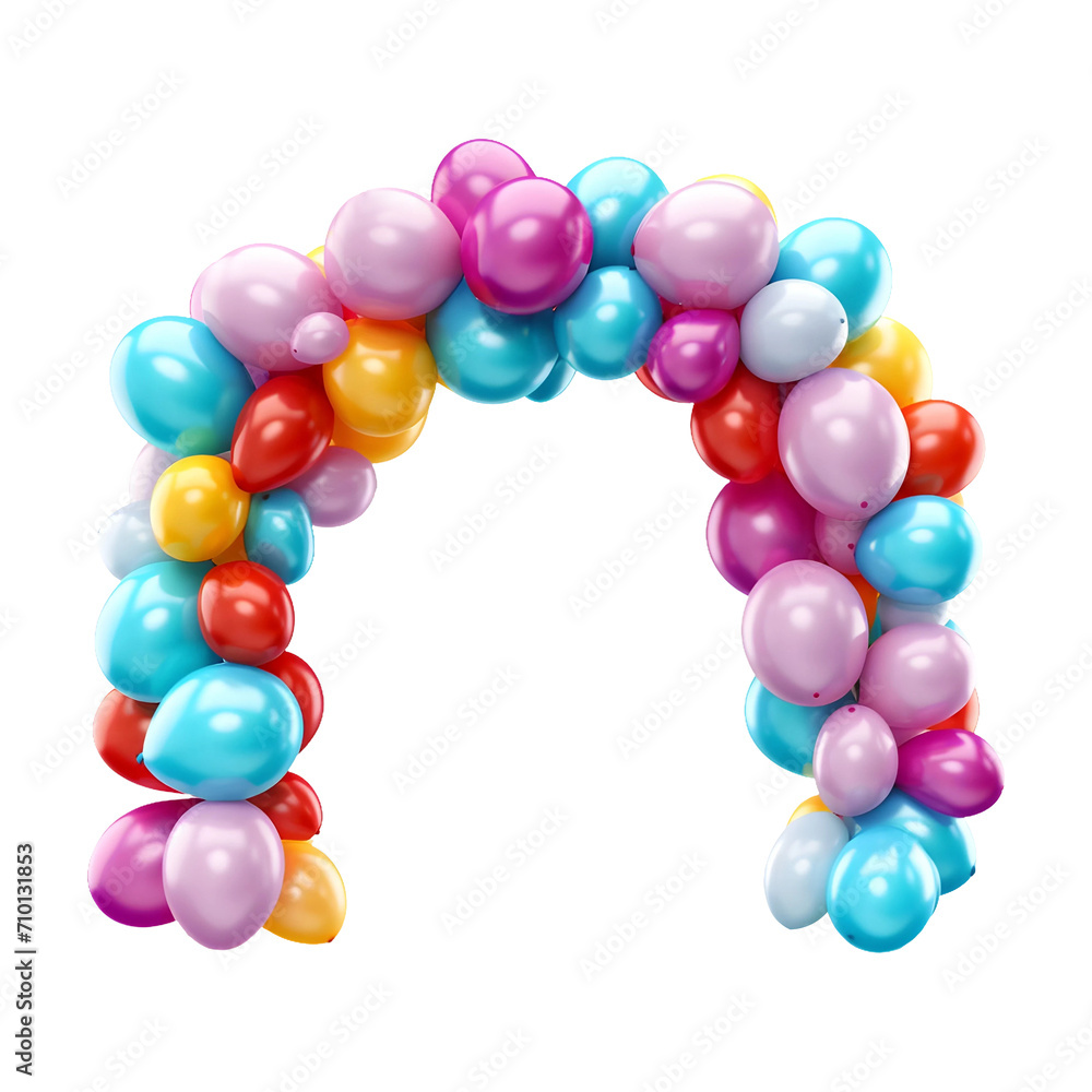 Colorful party balloons arch isolated on transparent background Colorful party balloons arch isolated on transparent background