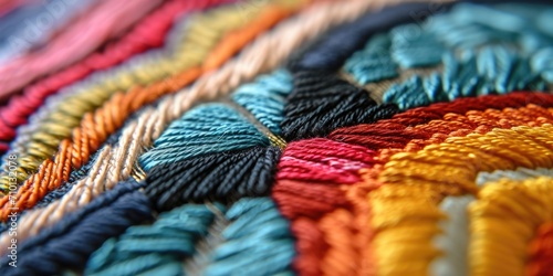 Colorful piece of embroidery up close, perfect for adding a pop of color to any project or design