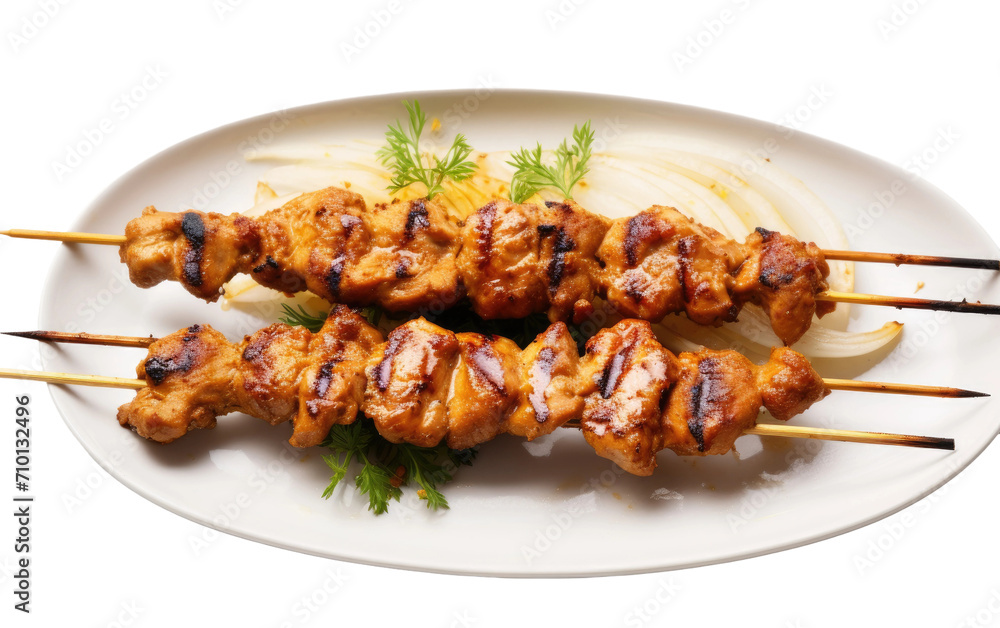 Grilled Chicken Satay Delight isolated on transparent Background