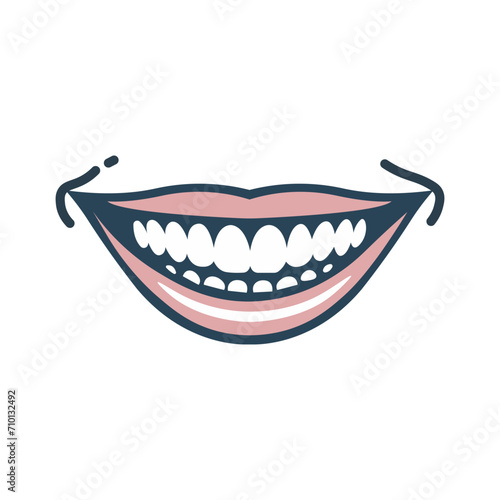 Healthy teeth  a beautiful smile. Vector drawing icon