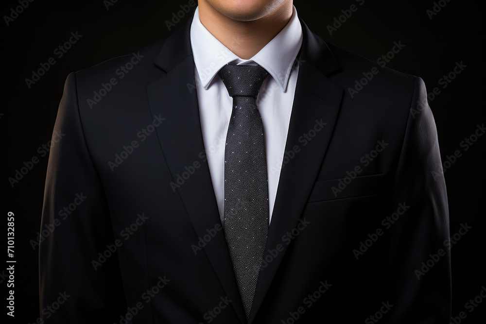 Man wearing suit and tie strikes pose for professional photo. Perfect for business-related designs and presentations. Man wearing suit and tie strikes pose for professional photo. Perfect for business-related designs and presentations.