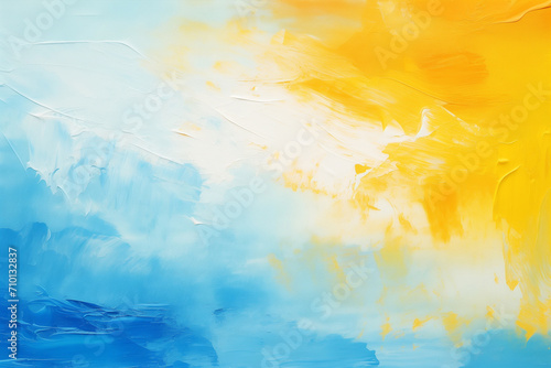 Abstract background in blue, yellow and orange colors with brush strokes texture