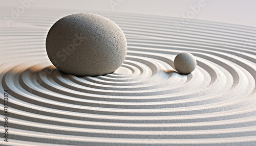 Tranquil scene, sand circle reflects harmony and balance generated by AI