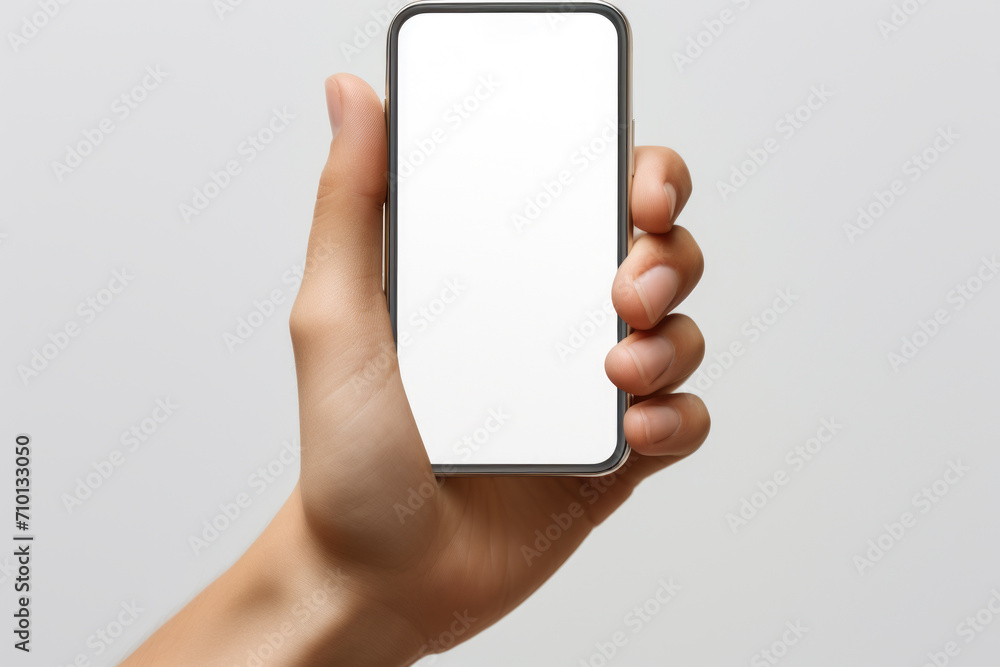 Person holding cell phone in their hand. Suitable for technology-related concepts and communication themes.