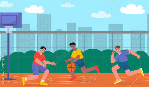 People play basketball vector concept