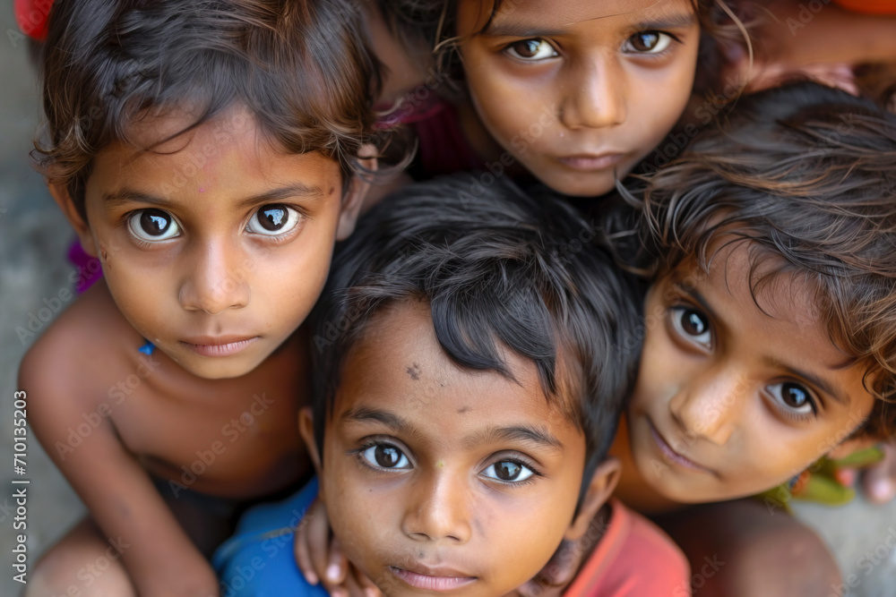 A group of children looking into the camera