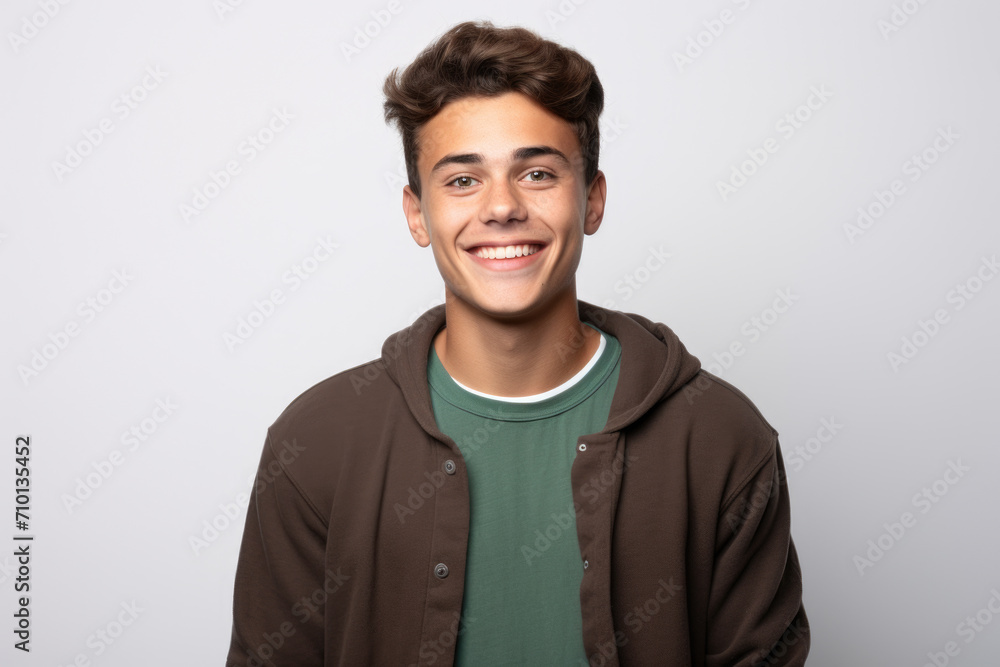 Young man wearing brown jacket smiling at camera. Suitable for various uses. Young man wearing brown jacket smiling at camera. Suitable for various uses.