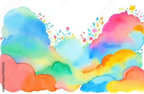 Beautiful colored sky.Flowers in heaven.White background