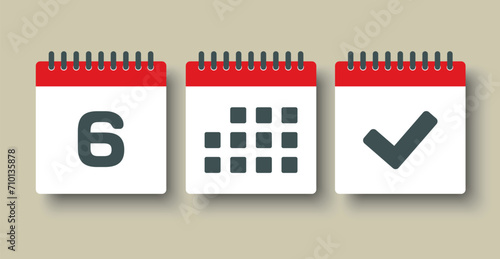 Vector icon page calendar - 6 day, agenda, done