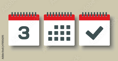 Vector icon page calendar - 3 day, agenda, done