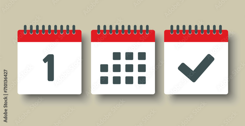 Vector icon page calendar - 1 day, agenda, done Vector icon page calendar - 1 day, agenda, done
