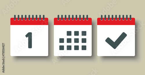 Vector icon page calendar - 1 day, agenda, done