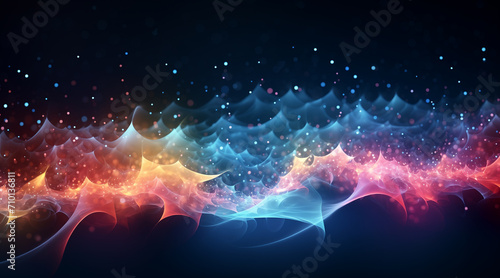 Wave of bright particles. Sound and music visualization