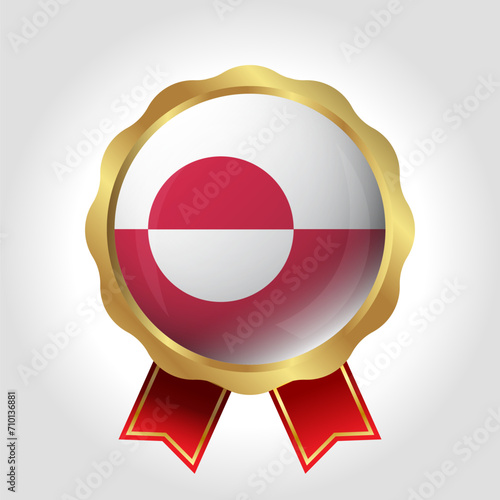 Creative Greenland Flag Label Vector Design