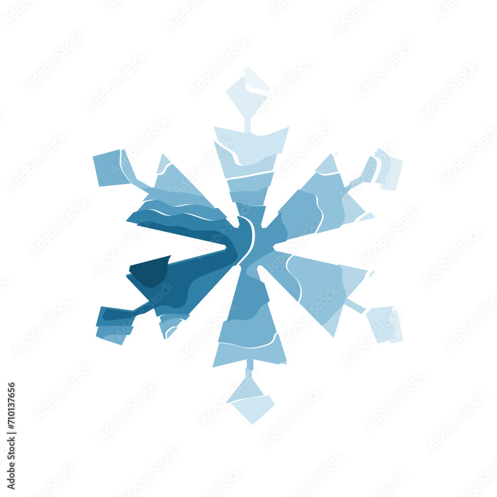 Author's design of white hexagonal vector snowflake made of wavy elements Author's design of white hexagonal vector snowflake made of wavy elements