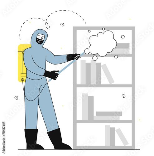 Disinfection of premises vector linear concept