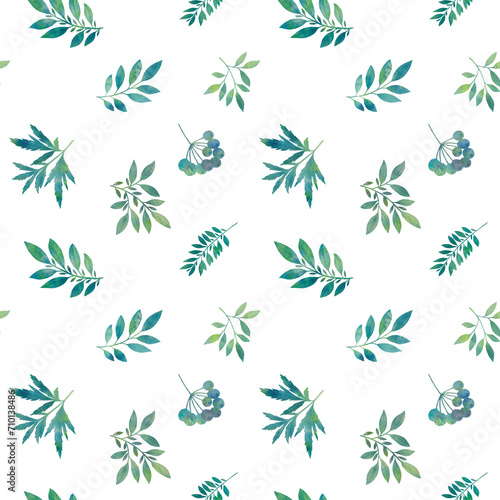 seamless pattern delicate leaves and branches on abstract white background