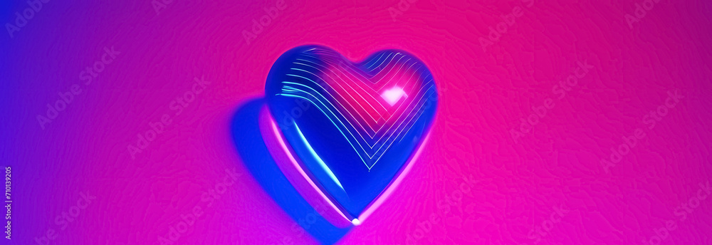 Neon pink heart on a blue background. Banner Neon pink heart on a blue background. Banner