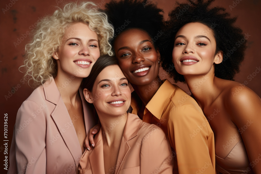 Group of women posing together for picture. Perfect for capturing moments of friendship and celebration. Group of women posing together for picture. Perfect for capturing moments of friendship and celebration.