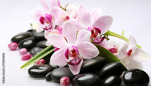 Freshness and beauty in nature, a purple orchid generated by AI