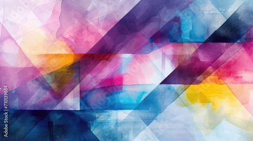 Abstract Watercolor Artwork with Geometric Shapes © B & G Media