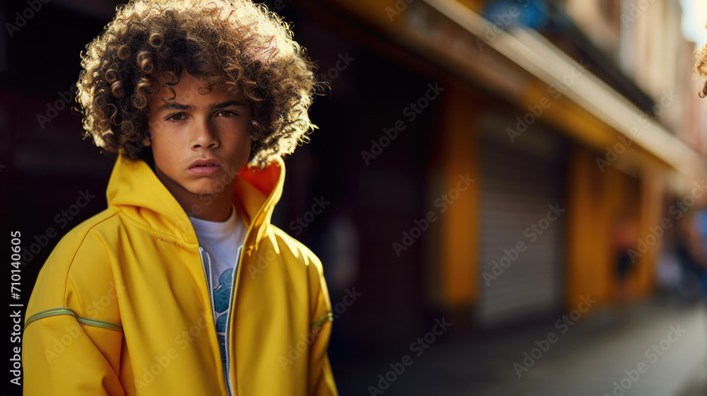 portrait of a young boy with a yellow jacket portrait of a young boy with a yellow jacket