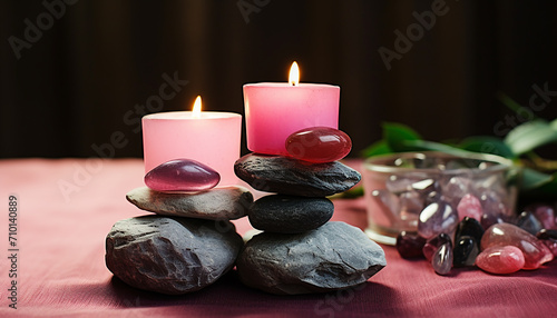 Relaxation  harmony  balance  wellbeing  tranquility  spirituality  pampering  candlelight generated by AI