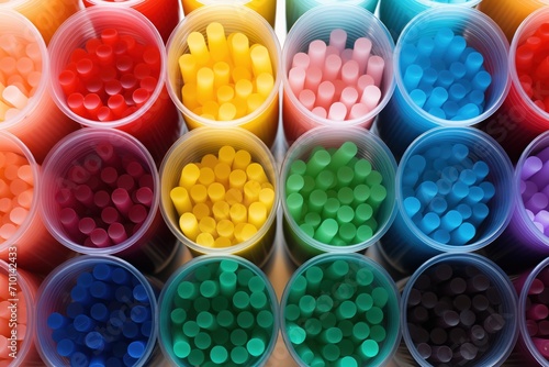 colorful markers organized in clear tubes