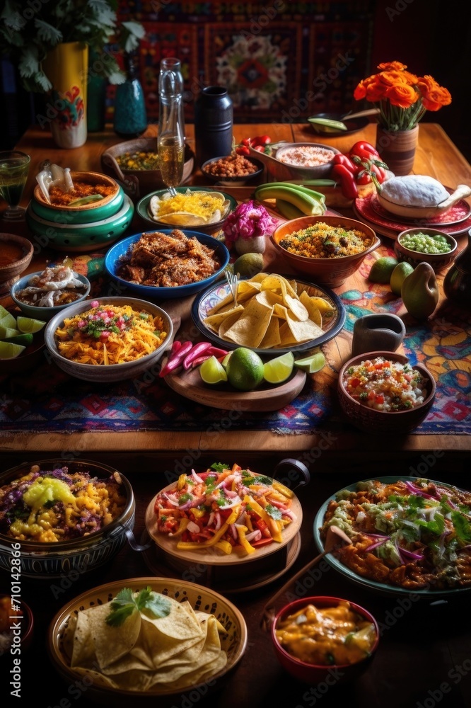 Traditional Mexican Food on a big table Traditional Mexican Food on a big table