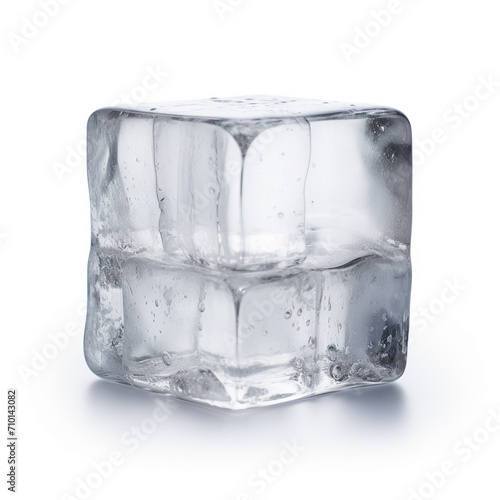 One crystal clear ice cube, AI Generative.