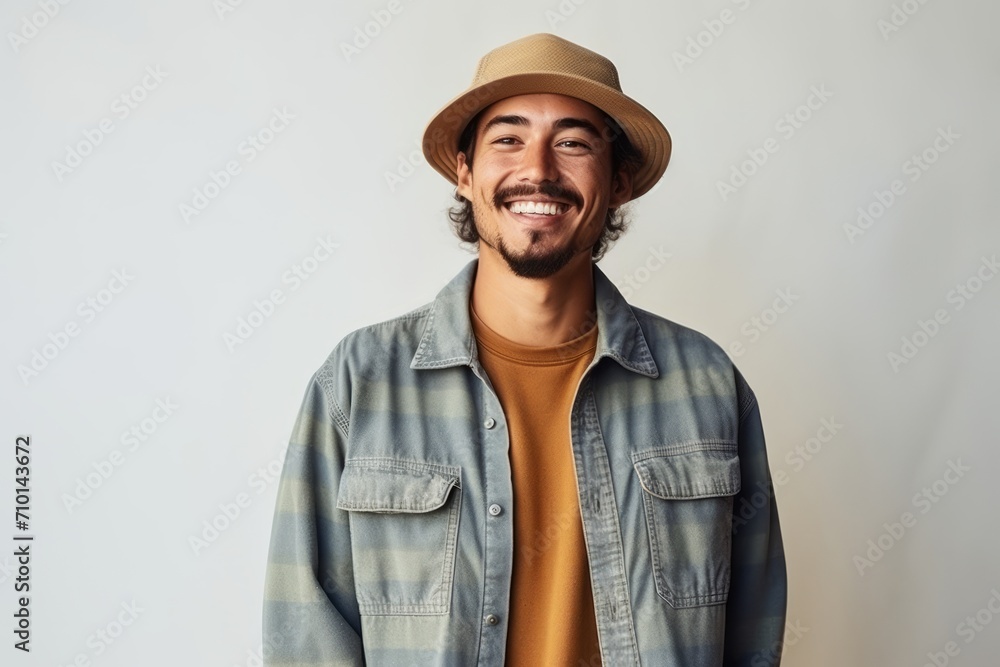 Portrait of a handsome young man in a hat smiling at the camera Portrait of a handsome young man in a hat smiling at the camera
