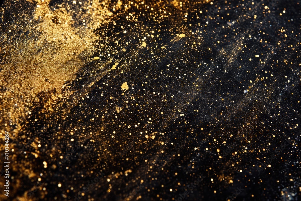 A close-up view of a black and gold background. Perfect for adding elegance and sophistication to any design or project